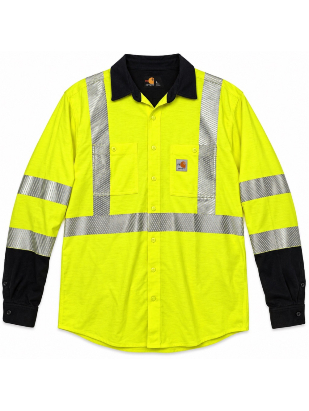 Carhartt Force FR Fire Resistant High Vis Mens Large Shirt Reflective Cat 2 2113